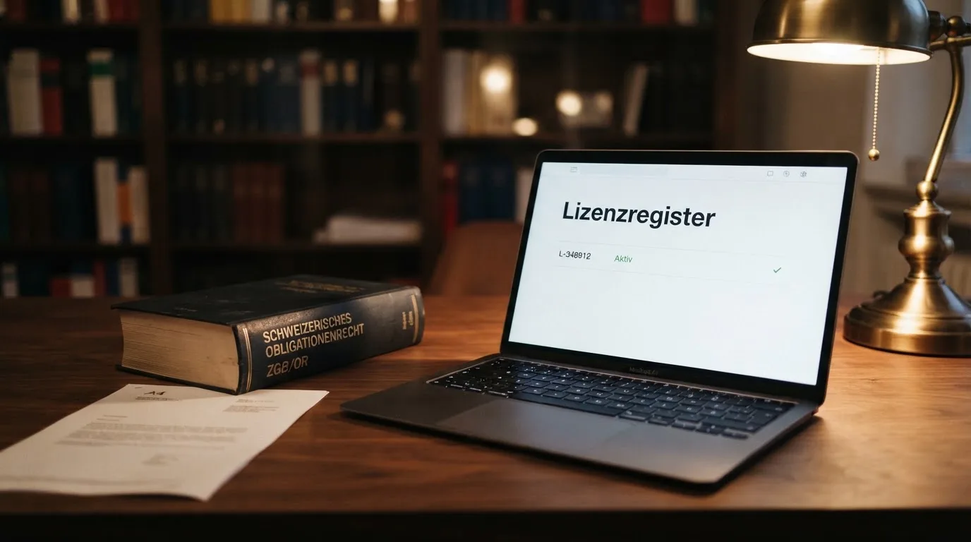 Amtliches Schreiben mit Stempel auf einem Schreibtisch neben einem Gesetzbuch — 10 franken bonus ohne einzahlung casino