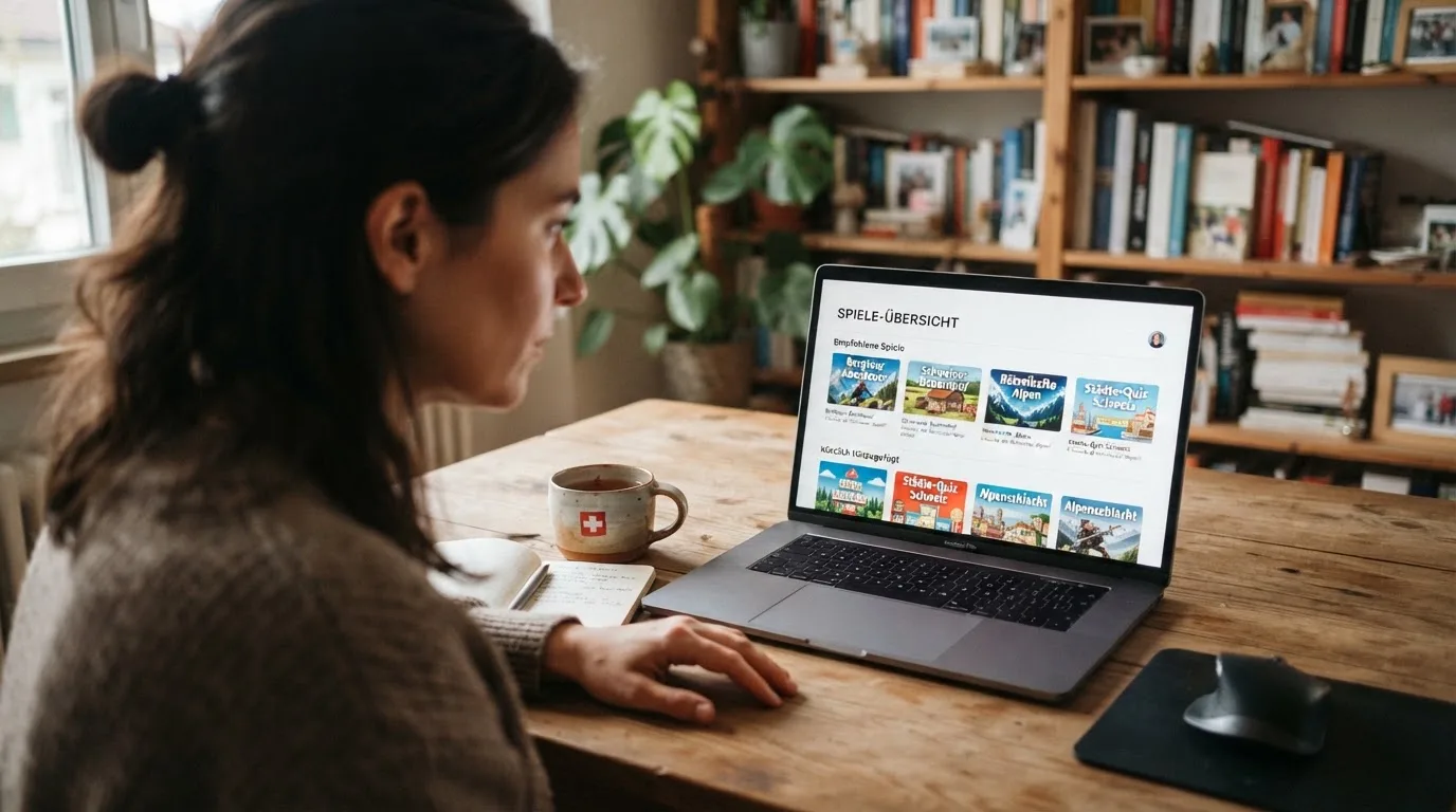Person am Laptop liest eine Übersichtsseite zu Geldspielen im Internet — beste casino mit schneller auszahlung